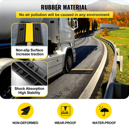 4 Pack of 1-Channel Rubber Cable Protector Ramps 102x15.5x3 cm Heavy Duty 8164.7 kg Load Capacity Cable Wire Cord Cover Ramp Speed Bump Driveway Hose Cable Ramp Protective Cover