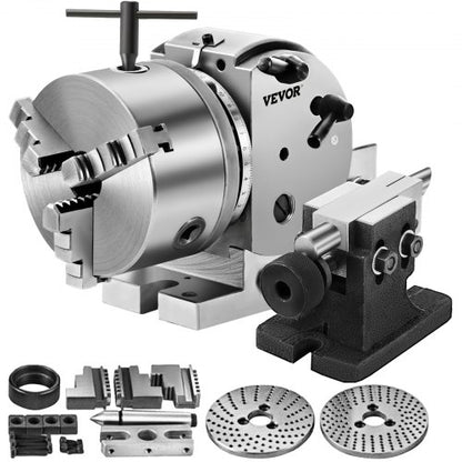 BS-0 Precision Dividing Head, Horizontal Dividing Head with 3-Jaw Chuck, MT2 Tailstock BS-0 12.7 cm Semi Universal Dividing Head for Milling Machine Mill Gear Cutting