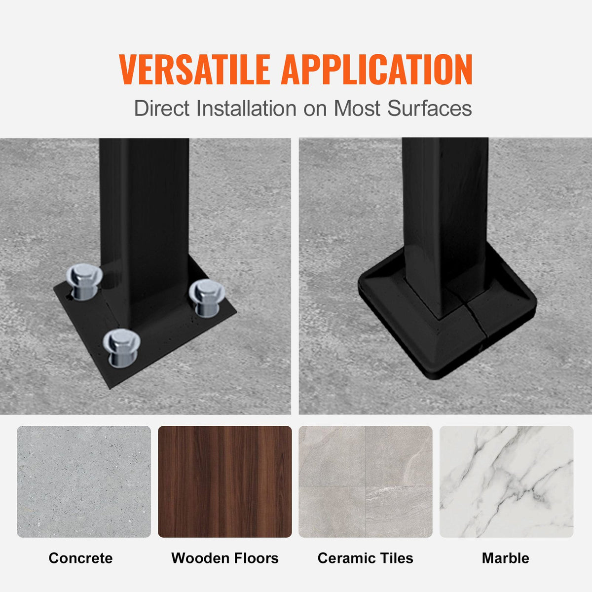 Handrails for Outdoor Steps, Fit 1 or 5 Steps Outdoor Stair Railing, Black Wrought Iron Handrail, Flexible Front Porch Hand Rail, Transitional Handrails for Concrete Steps or Wooden Stairs