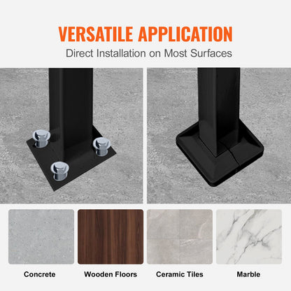 Handrails for Outdoor Steps, Fit 1 or 5 Steps Outdoor Stair Railing, Black Wrought Iron Handrail, Flexible Front Porch Hand Rail, Transitional Handrails for Concrete Steps or Wooden Stairs
