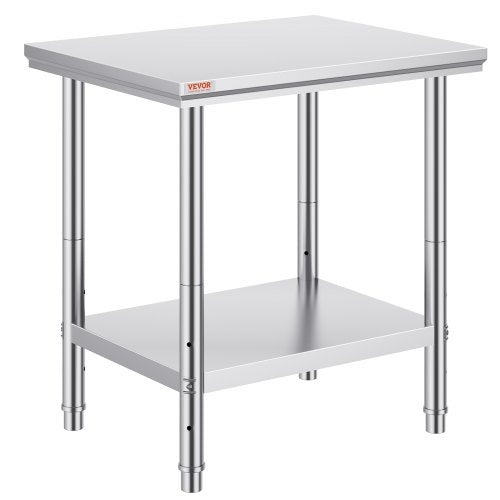 Arbetsbord 24 x 30 x 32 tum NSF arbetsbord i rostfritt stål för kommersiellt kök, förberedelsebänk 60 x 76 x 80 cm med nedre hyllplan, arbetsbord silverfärgat för kommersiellt kök, restaurang