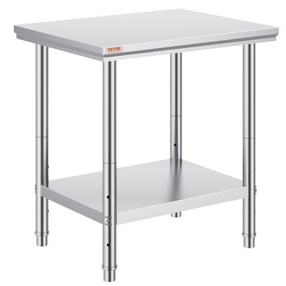 Arbetsbord 24 x 30 x 32 tum NSF arbetsbord i rostfritt stål för kommersiellt kök, förberedelsebänk 60 x 76 x 80 cm med nedre hyllplan, arbetsbord silverfärgat för kommersiellt kök, restaurang
