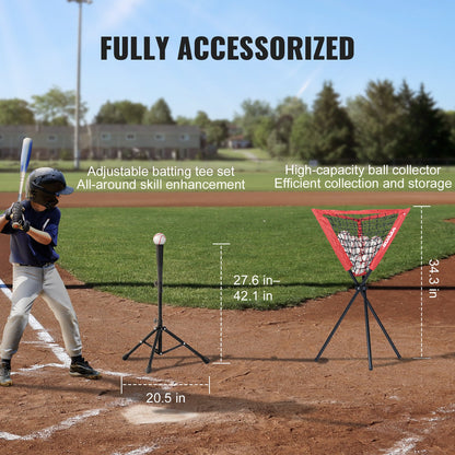 7x7 fot baseboll softboll träningsnät, bärbart basebollträningsnät för att slå, fånga och pitcha, ryggstödsutrustning med bågram, bärväska, slagzon, 12 bollar, tee och bolluppsamlare