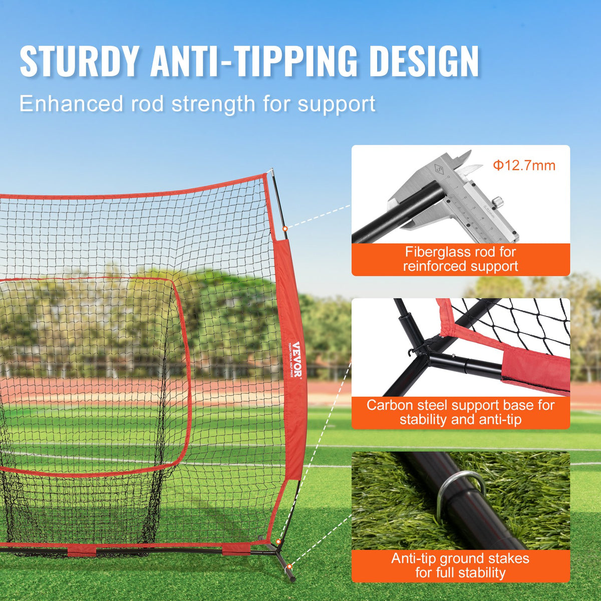 213,4 x 213,4 cm baseboll softboll träningsnät, bärbart basebollträningsnät för slag, slag och fångst, backstop basebollutrustning träningshjälpmedel med bärväska och slagzon