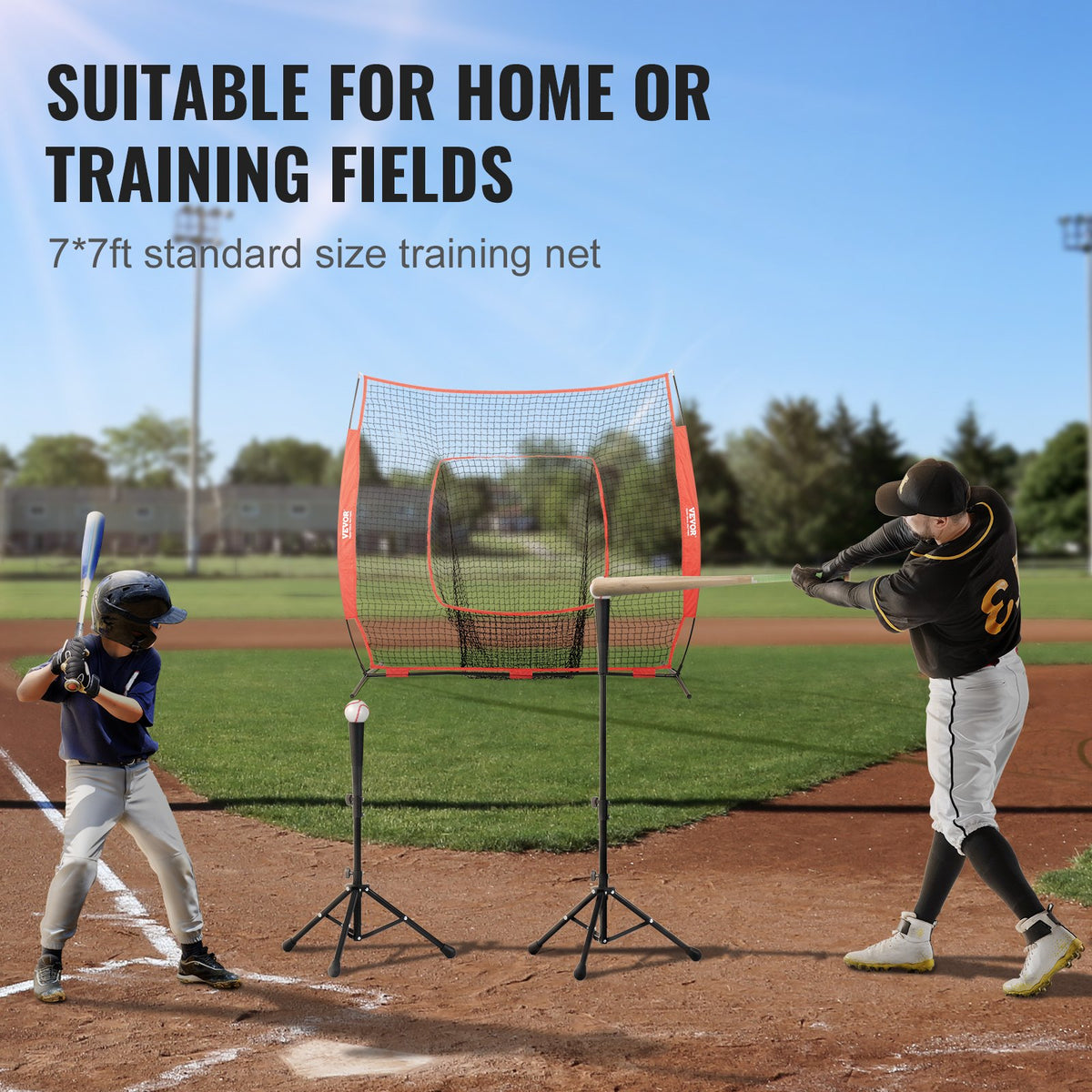 213,4 x 213,4 cm baseboll softboll träningsnät, bärbart basebollträningsnät för slag, slag och fångst, backstop basebollutrustning träningshjälpmedel med bärväska och slagzon