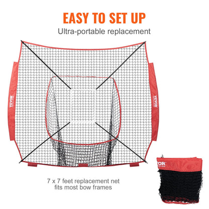 7x7 fot baseboll softboll träningsnät, bärbart basebollträningsnät för att slå, slag och fånga, backstop basebollutrustning träningshjälpmedel med slagzon (endast nät)