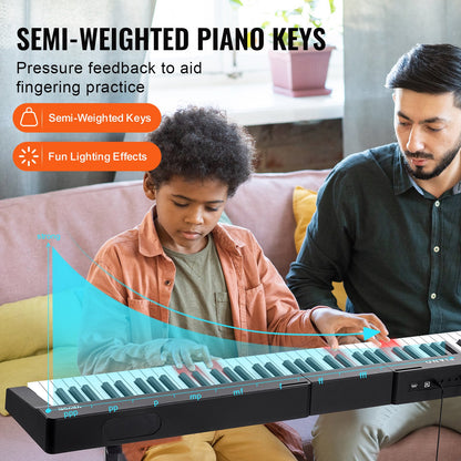 88 Key Digital Piano Keyboard, Semi Weighted Keys, Full Size Electric Keyboard Piano Set with Adjustable Stand Built-In Speakers Sustain Pedal Headphones, Bluetooth MIDI USB for Beginners