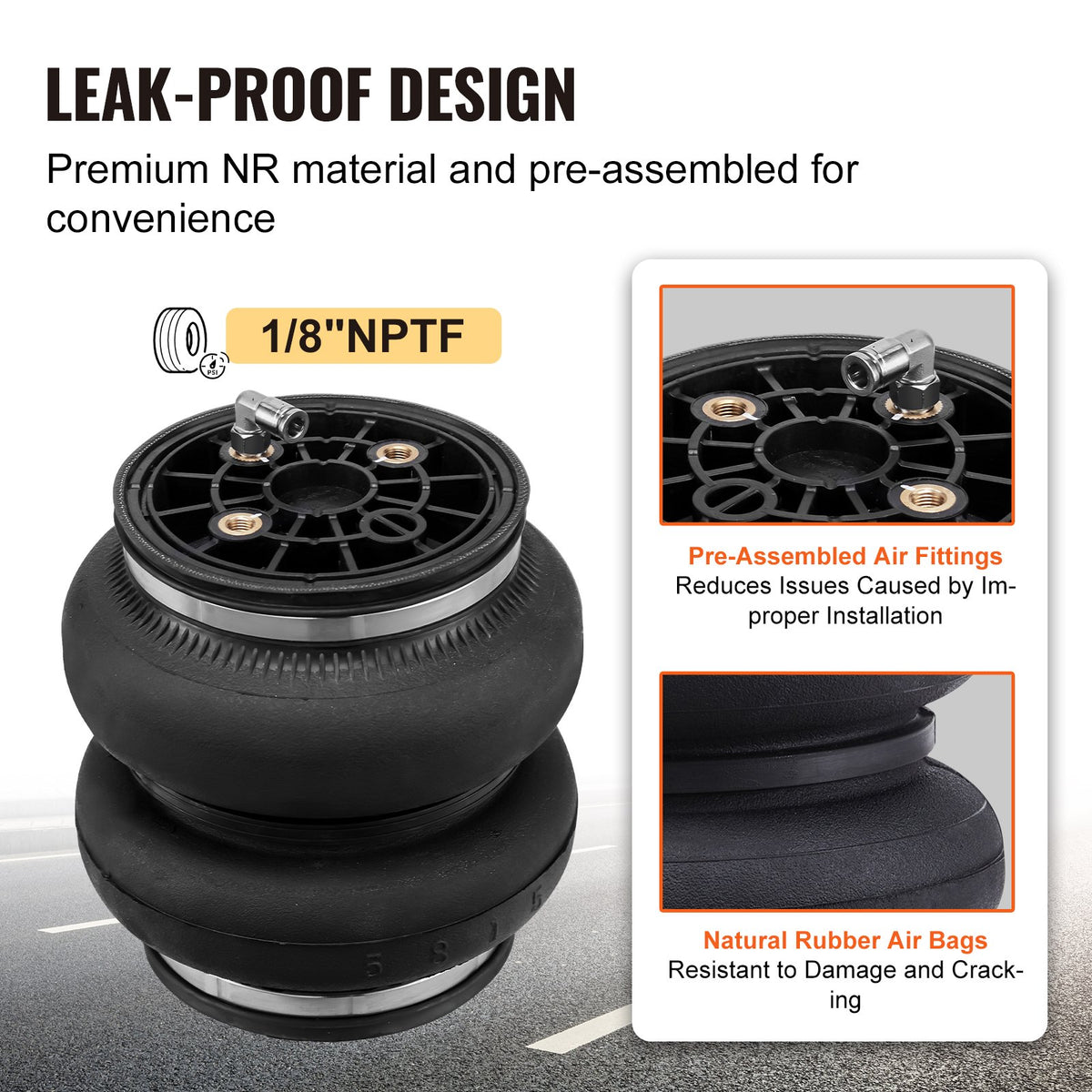 Krockkuddesats, luftfjädringsats, kompatibel med 2011-2019 Chevrolet Silverado 2500/3500HD och GMC Sierra 2500/3500HD 4WD bakhjulsdrift, 5000 lbs lastning, 5 till 100 PSI