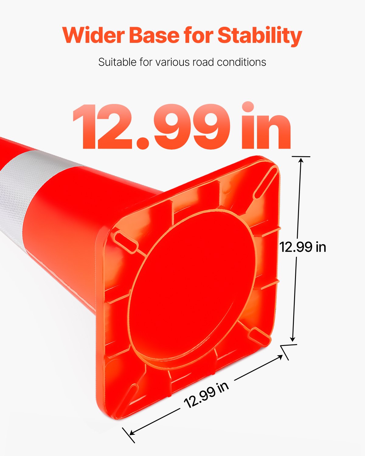 Säkerhetskoter, 12 x 28" trafikkoner, orange PVC-konstruktionskoter, 2 reflexkragar. Trafikkoner med viktad bas och handhållen ring. Används för trafikkontroll, uppfart och vägparkering.