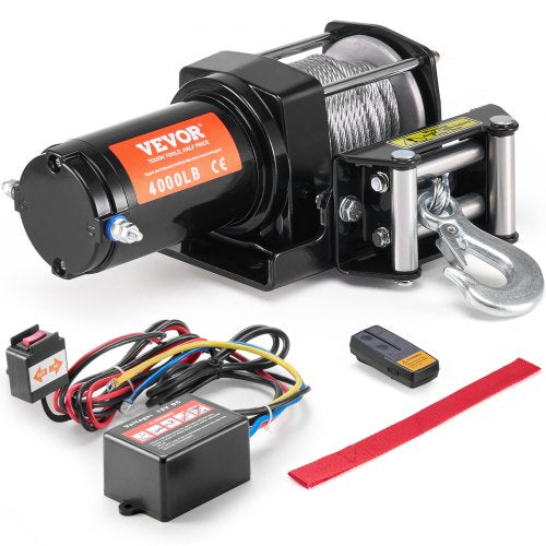 Elektrisk vinsch ATV UTV 1814,4 kg stålvajer IP55 vattentät fjärrkontroll
