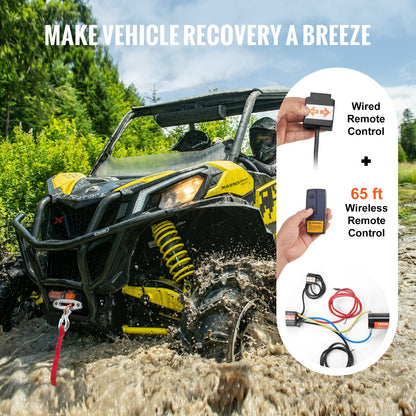Elektrisk vinsch ATV UTV 2041,2 kg syntetiskt rep vattentät fjärrkontroll