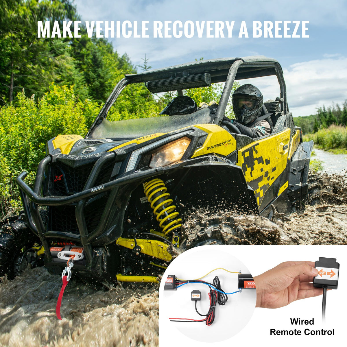Elektrisk vinsch ATV UTV 1587,6 kg Syntetiskt rep Vattentät Kabelstyrd