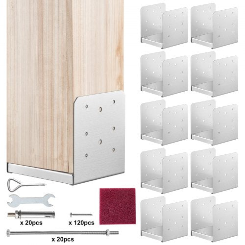 152,4x152,4 stolpbas, 10 st justerbara stolpankare i rostfritt stål (invändigt 150 x 139,7), justerbar stolpbas för paviljong, veranda, ledstång, dekorativ ankarplatta