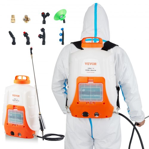 Batteridriven ryggspruta 15,1 l tank 0–90 psi justerbart tryck