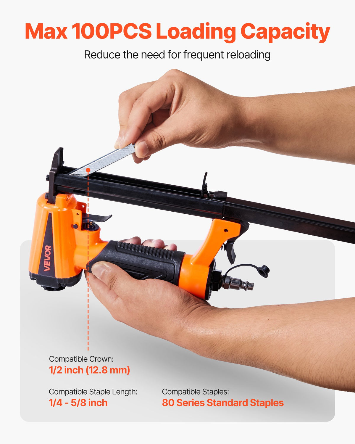 Pneumatic Staple Gun, 21 Gauge Pneumatic Upholstery Stapler for 80 Series 12.8mm Crown 6mm-16mm Length Staples, 70-110 PSI Air Staple Gun for Woodworking, Upholstering, Crafts, DIY Projects