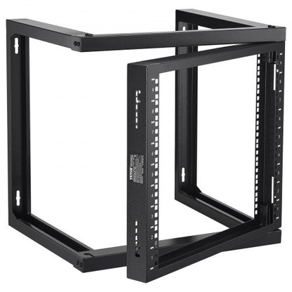 9U väggmonterat rack 68,04 kg öppen ram server nätverksrack svart 530x450x520 mm
