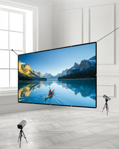 Projektorduk, 3810 mm 16:9 4K 1080 HD projektionsduk, väggmonterad projektionsskärm med 12 krokar och dubbelhäftande tejp, bärbar filmduk för hemmabio på familjekontor