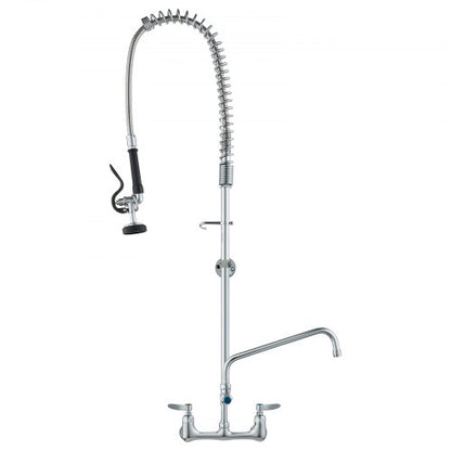 Kommersiell kran med förspolningsmunstycke, 113 cm höjd, 20 cm mittavstånd, 30 cm svängbar pip, väggmonterad köksblandare, mässingskonstruktion med neddragbar dusch, för 1/2/3-facks diskho
