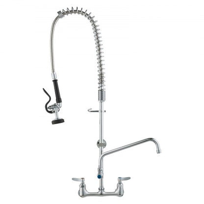 Kommersiell kran med förspolningsmunstycke, 91,4 cm höjd, 20,3 cm i mitten, 30,5 cm svängpip, väggmonterad köksblandare, mässingskonstruktion med neddragbar spole, för 1/2/3-facks diskho