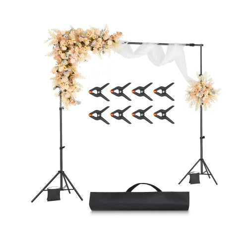 Bakgrundsstativ, 7 x 10 fot justerbart fotobakgrundsstativ, bärbart bakgrundsstativ med 3 tvärstänger, kraftigt projektordukstativ, för bröllop, fotovideostudio och fest