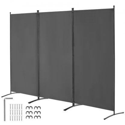 Room Divider, 3 Panels Room Divider, Folding Privacy Screen and Portable Partition Divider for Room Separation, Freestanding Room Partitions for Office, Bedroom, Study, Grey