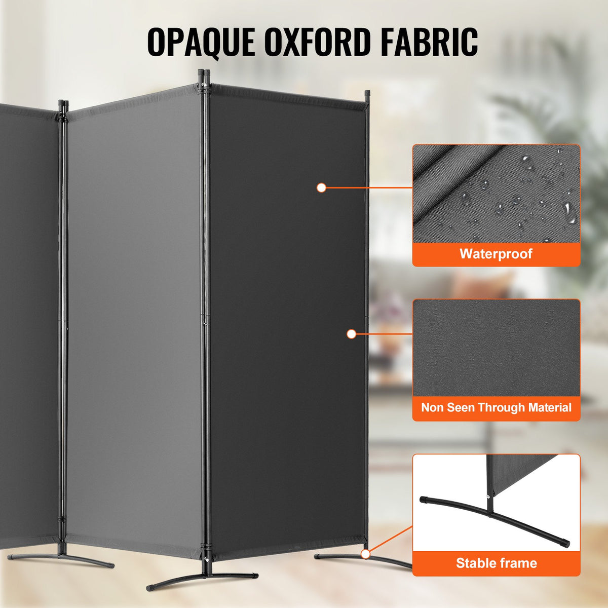 Room Divider, 3 Panels Room Divider, Folding Privacy Screen and Portable Partition Divider for Room Separation, Freestanding Room Partitions for Office, Bedroom, Study, Grey