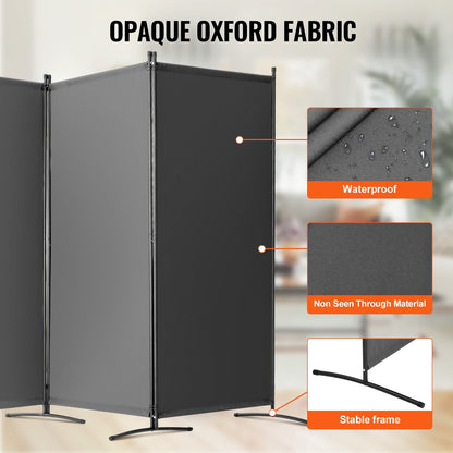Room Divider, 3 Panels Room Divider, Folding Privacy Screen and Portable Partition Divider for Room Separation, Freestanding Room Partitions for Office, Bedroom, Study, Grey