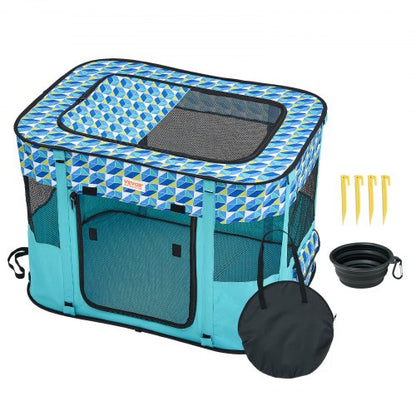 Foldable Pet Playpen, 32'' x 24'' x 22'' Portable Dog Playpen, Crate Kennel for Puppy, Dog, Cat, Waterproof 600D Oxford Cloth, Removable Zipper, for Indoor Outdoor Travel Camping Use (Rectangle,