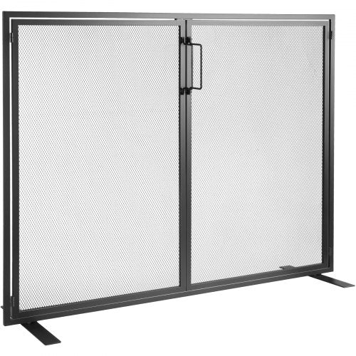 Spisskärm 1 panel med dörr, robust järnnätsskärm, 990 (L) x 780 (H) MM gnistskydd, enkel installation, fristående brandgaller för vardagsrum, heminredning, modern