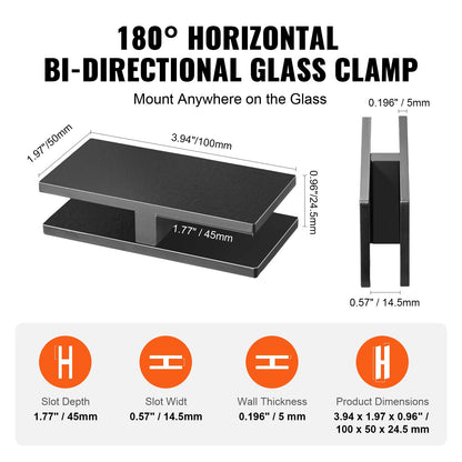 Glass Clamp, 4 PCS Rectangle Glass Railing Bracket for 0.31 "-0.47 " Tempered Glass, 304 Stainless Steel Glass Mounting Clamp, 0.2” Thick Glass Shelf Bracket for Balcony, Garden, Pool, Stair