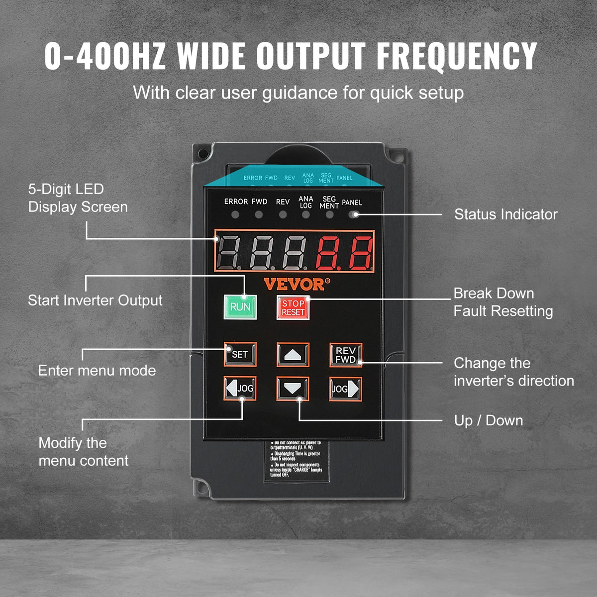 VFD 2HP, 1,5 kW, 7,5 A, 1- eller 3-fas 220 V ingång till 3-fas 220 V utgång, variabel frekvensomriktare, 40–60 Hz ingång, 0–400 Hz utgång VFD för spindelmotor CNC-hastighetsreglering