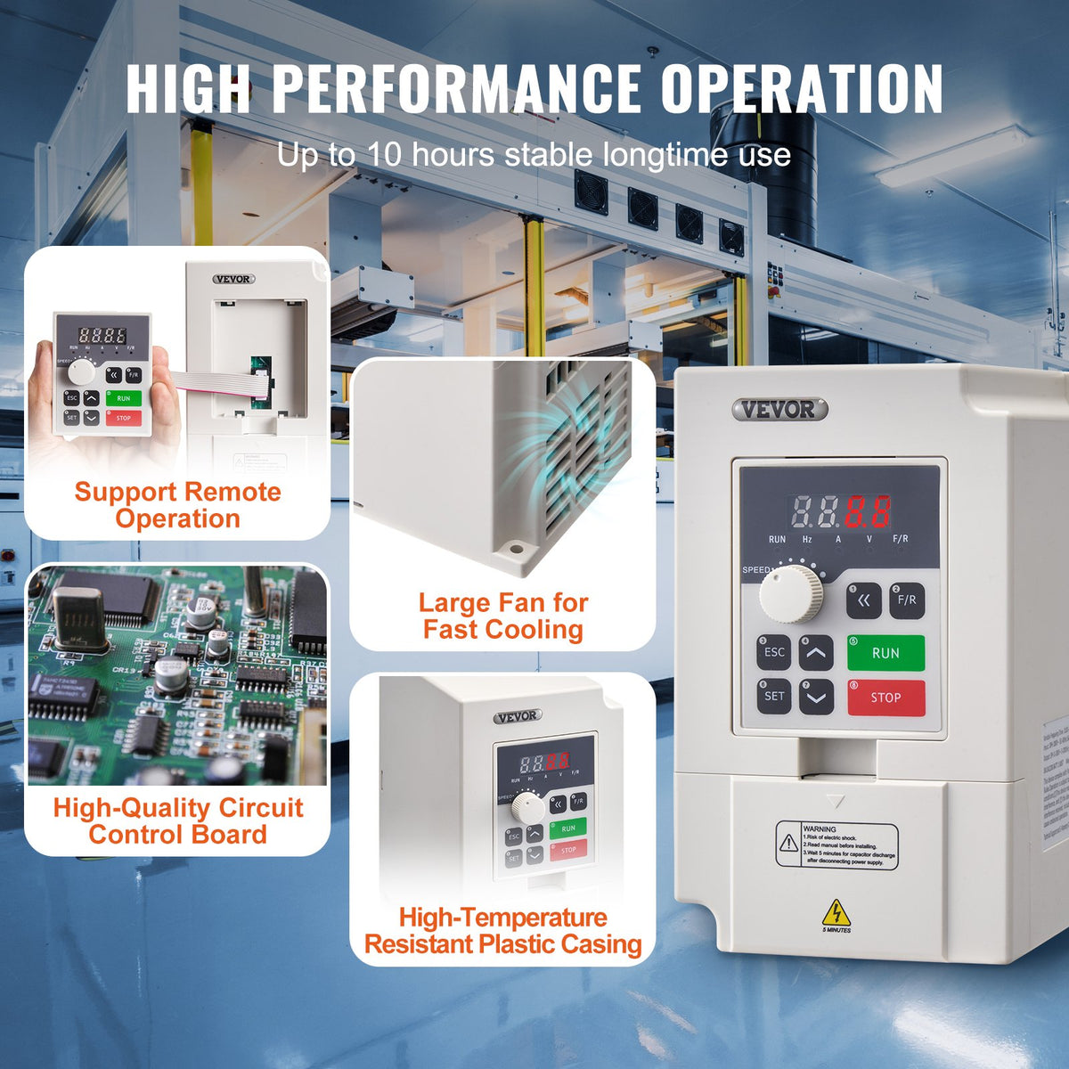 VFD 3HP, 2,2 kW, 5 A, 3-fas AC 380 V ingång till 3-fas AC 0 - 380 V utgång Variabel frekvensomriktare, 50/60 Hz ingång, 0-2000 Hz utgång VFD för spindelmotorns varvtalsreglering