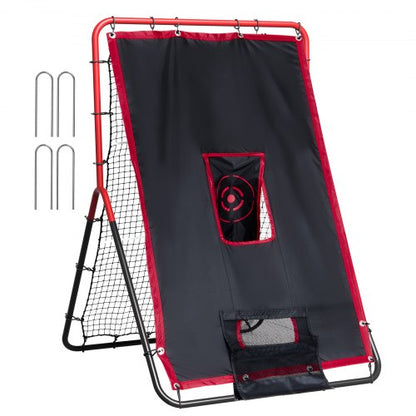 Baseboll- och softbollsreboundernät, 3,5 x 4,5 fot 2-i-1 Switch Hitter Pitch Trainer, PitchBack baseboll pitching return tränarnest, Bounce Back-nät för fält-/kastträning