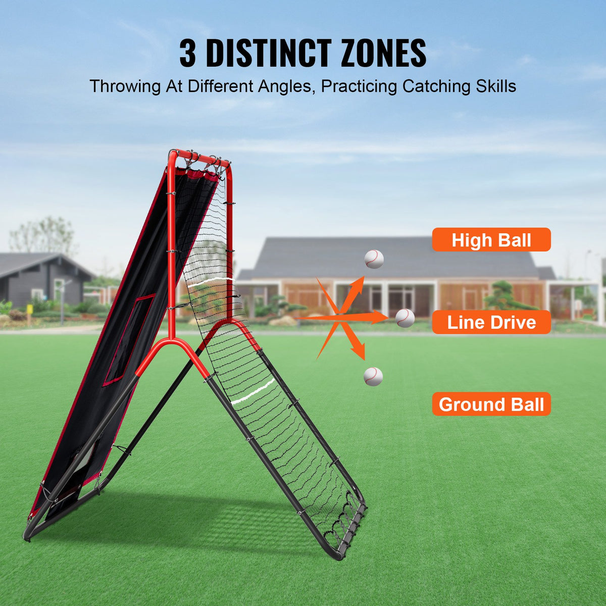 Baseboll- och softbollsreboundernät, 3,5 x 4,5 fot 2-i-1 Switch Hitter Pitch Trainer, PitchBack baseboll pitching return tränarnest, Bounce Back-nät för fält-/kastträning