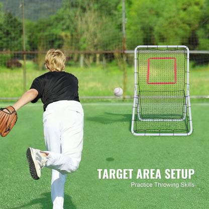 Baseboll- och softbollsreboundernät, 3,5 x 6 fot PitchBack basebollkastnät, softbolls pitchbacknät, fälttränare, studsnät för fält-/kastträning, 5 justerbara vinklar