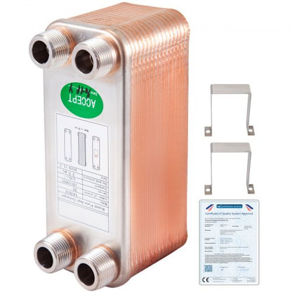Heat Exchanger 3/4” MNPT Ports Brazed Plate Heat Exchanger 30 Plate heat exchanger plate exchanger Stainless Steel 316L Flat Plate Heat Exchanger Plate Chiller Wort for Hydronic Heating