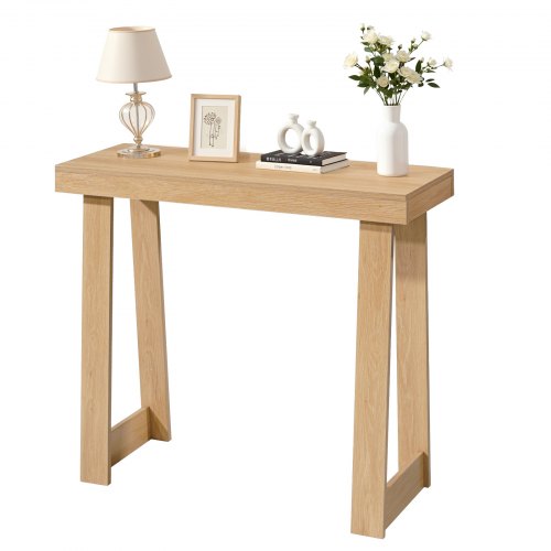 91.5 cm Console Table, Modern Desk Behind the Couch, Wooden Rectangle Entrance Desk, Narrow Long Sofa Table Accent Stand, Ideal for Hallway, Bedroom, Living Room, Foyer, Easy Assembly, Burlywood
