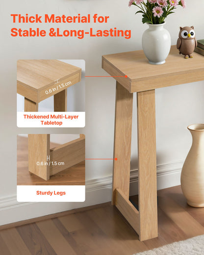 91.5 cm Console Table, Modern Desk Behind the Couch, Wooden Rectangle Entrance Desk, Narrow Long Sofa Table Accent Stand, Ideal for Hallway, Bedroom, Living Room, Foyer, Easy Assembly, Burlywood