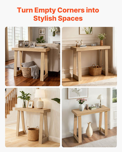 91.5 cm Console Table, Modern Desk Behind the Couch, Wooden Rectangle Entrance Desk, Narrow Long Sofa Table Accent Stand, Ideal for Hallway, Bedroom, Living Room, Foyer, Easy Assembly, Burlywood