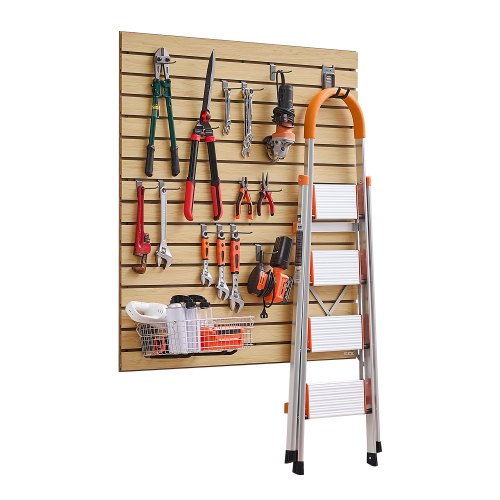 Ribbor för vägg, 12,5 x 12,5 m, MDF-ribbor för garage med modulär design, naturlig ribbor, lättmonterad, justerbar ribbor med kopplingsstruktur och gör-det-själv-skärning, lämplig för förvaring och visning