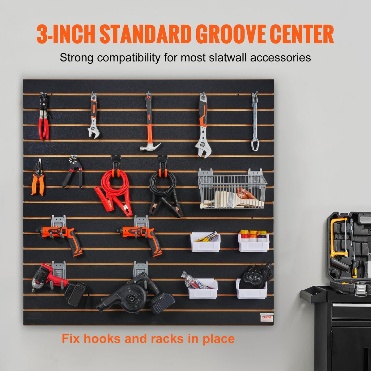 Ribbor, 1,2 m x 0,6 m svarta garageväggspaneler 61 cm H x 122 cm L (set med 2 paneler), robusta garageväggsorganiseringspaneler för butik, garagevägg och hobbyförvaring