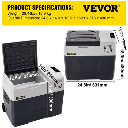 Car Refrigerator 40L Compressor Portable Small Refrigerator Car Refrigerator Freezer Vehicle Car Truck RV Boat Mini Electric Cooler for Driving Travel Fishing Outdoor and Home Use