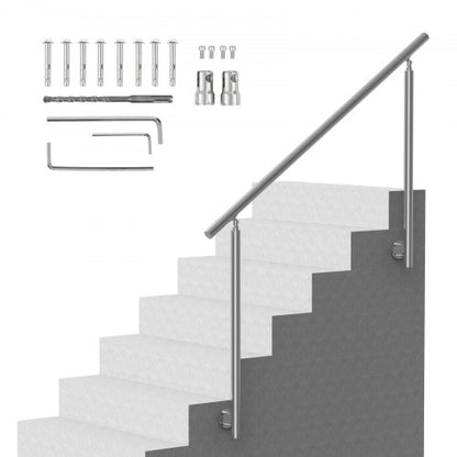149,9 cm ledstänger för utomhustrappa, veranda, sidomontering