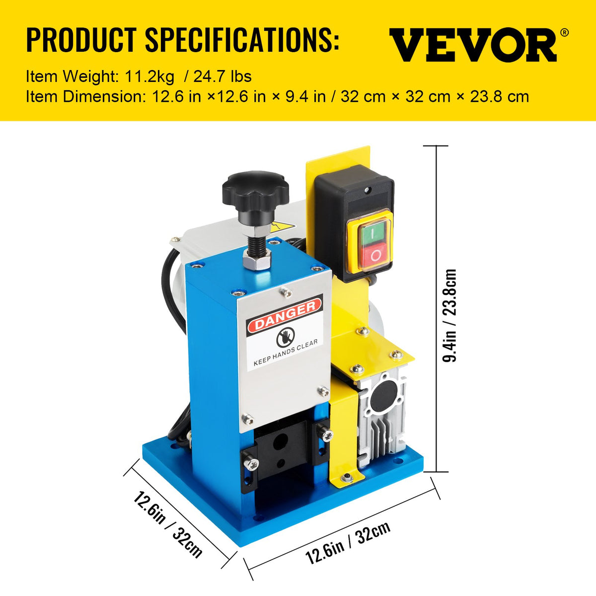 Electric Wire Stripping Machine Φ1.5mm~Φ25mm Portable Automatic Wire Stripper Cable 180W Wire Stripping Machine Tool for Scrap Copper Recycling