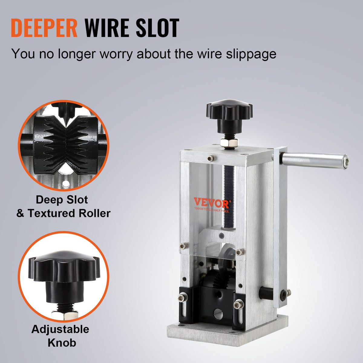 Manual Wire Stripping Machine, 1.5 mm-30 mm Copper Stripper with Hand Crank or Drill Powered, Visible Stripping Depth Reference, Portable Aluminum Frame Wire Peeler for Scrap Copper Recycling