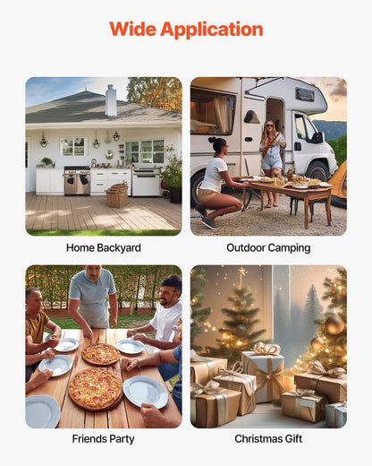 Outdoor Pizza Oven, 12 in Wood Fired Pizza Ovens, Pellet Pizza-Stove with Thermometer & Electric Rotation, Portable Pizza-Maker for Outside Backyard Patio Camping, Pizza-Stone, Carry Bag, Shovel