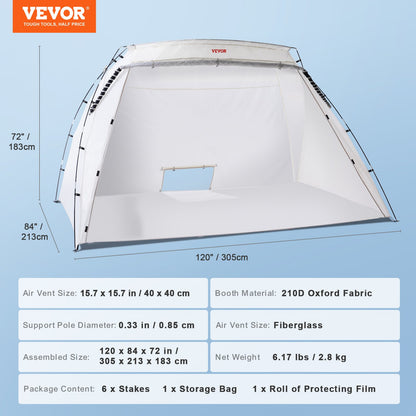 Spray Paint Shelter, 3.0m x 2.1m x 1.8m Portable Spray Paint Tent with Built-In Floor & Mesh Screen, Foldable Pop Up Paint Booth for Furniture Large DIY Hobby Tool Painting Station