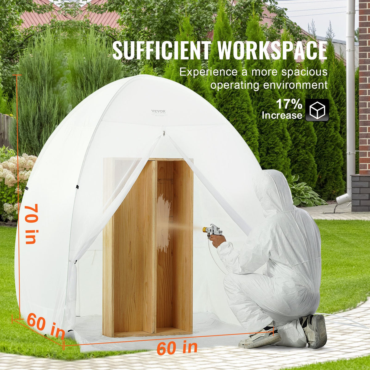 Bärbart sprayfärgstält för sprayfärg 152,4x152,4x177,8 cm, uppfällbart