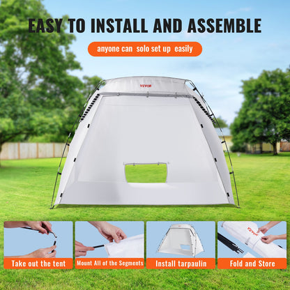 Spray Paint Shelter, 2.3m x 1.6m x 1.6m Portable Spray Paint Tent with Built-In Floor & Mesh Screen, Foldable Pop Up Paint Booth for Furniture Large DIY Hobby Tool Painting Station