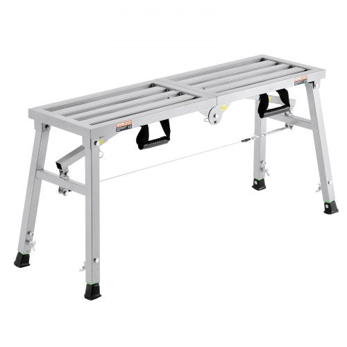 Work Platform, 3 Gear Adjustable Height, Folding Alloy Steel Step Ladder, Portable Scaffolding Platform, 400 lb Load Capacity, Non-Slip Rubber Feet, Drywall Painting Stool, for Cleaning &Washing